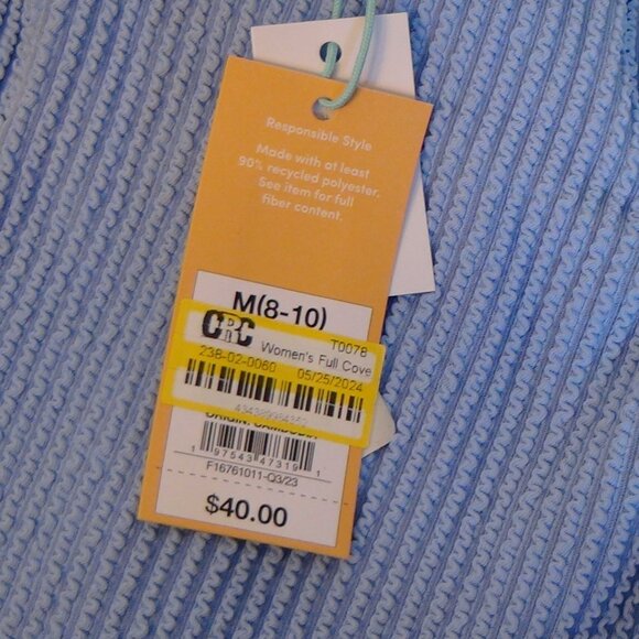 Kona Sol Pucker Textured Square Neck One Piece Swimsuit Blue S, M, L, XL - Picture 9 of 12